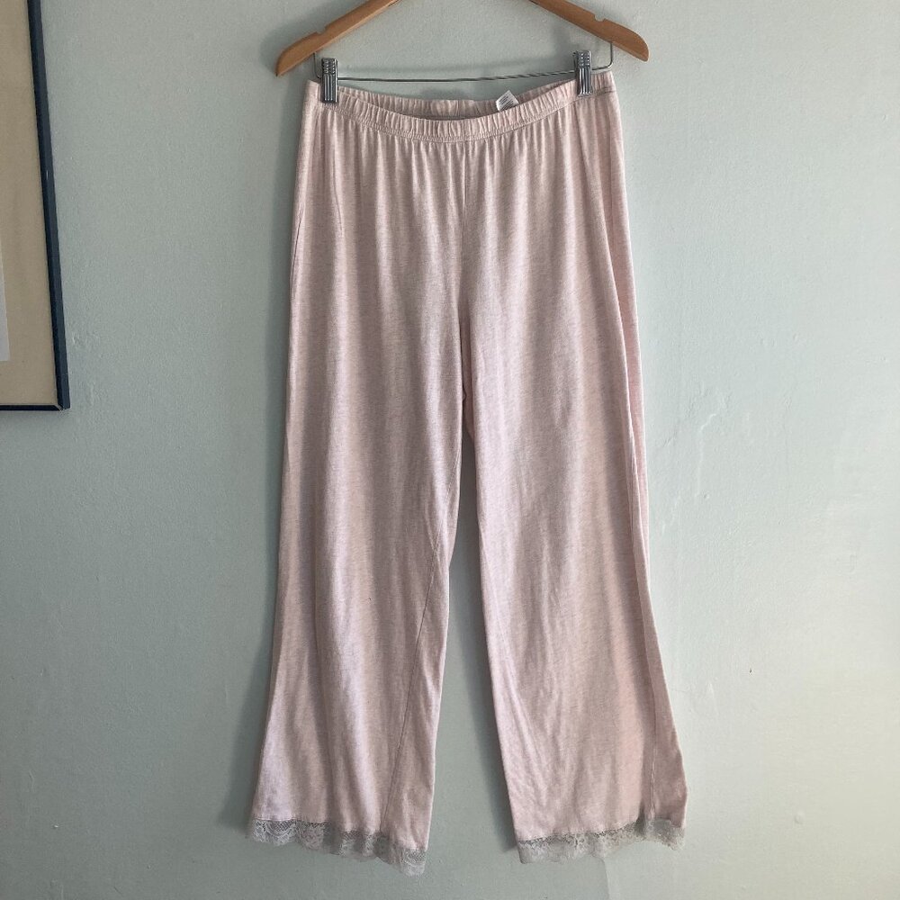 HAVEN WELL WITHIN 100% Cotton Lace Trim Pink Pants Women's MD Lounge Sleep